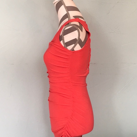 Lipstick Coral Bodycon Dress SZ Small - Picture 5 of 6